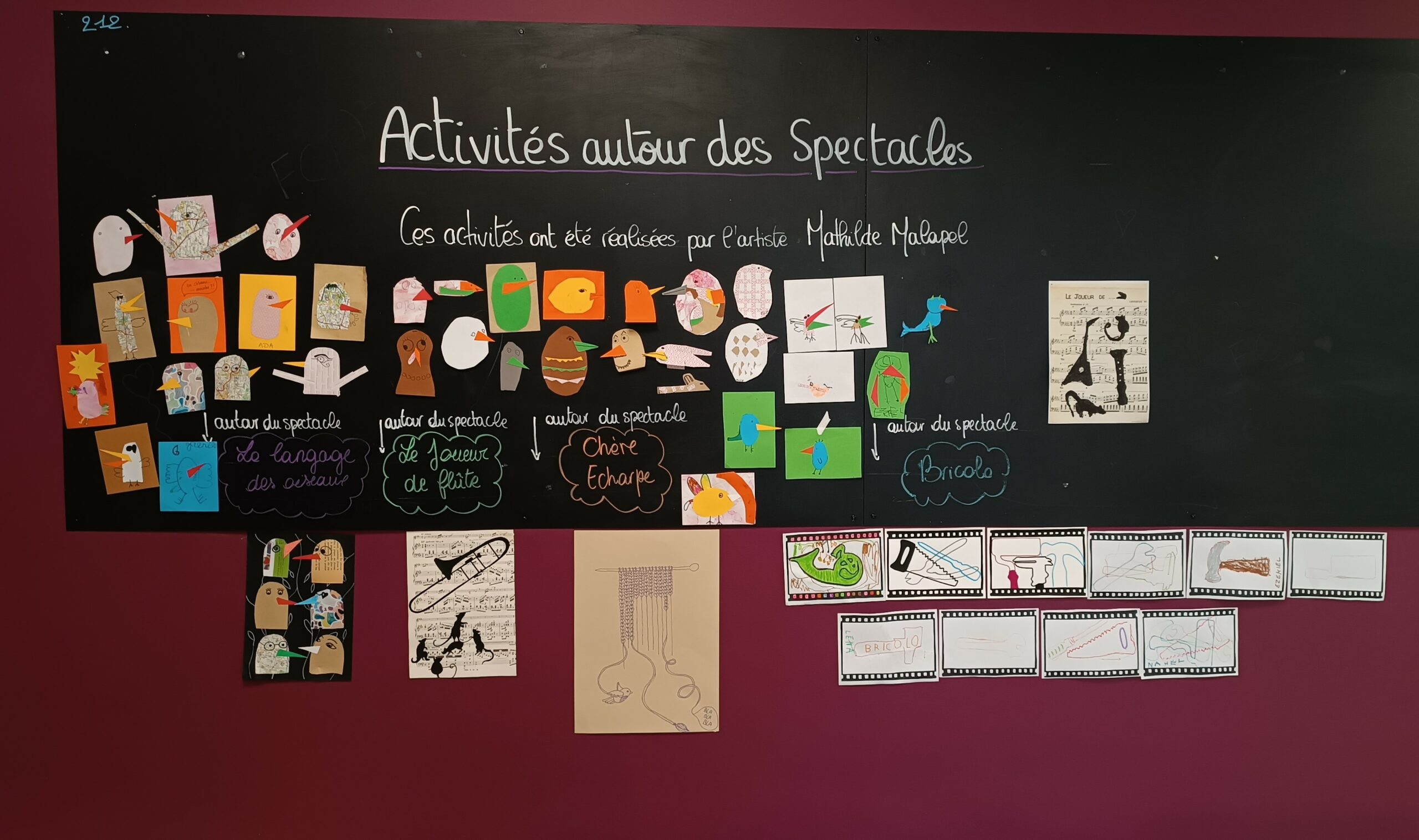 Tableau d'affichage des activités du week-end dans le hall du théâtre 